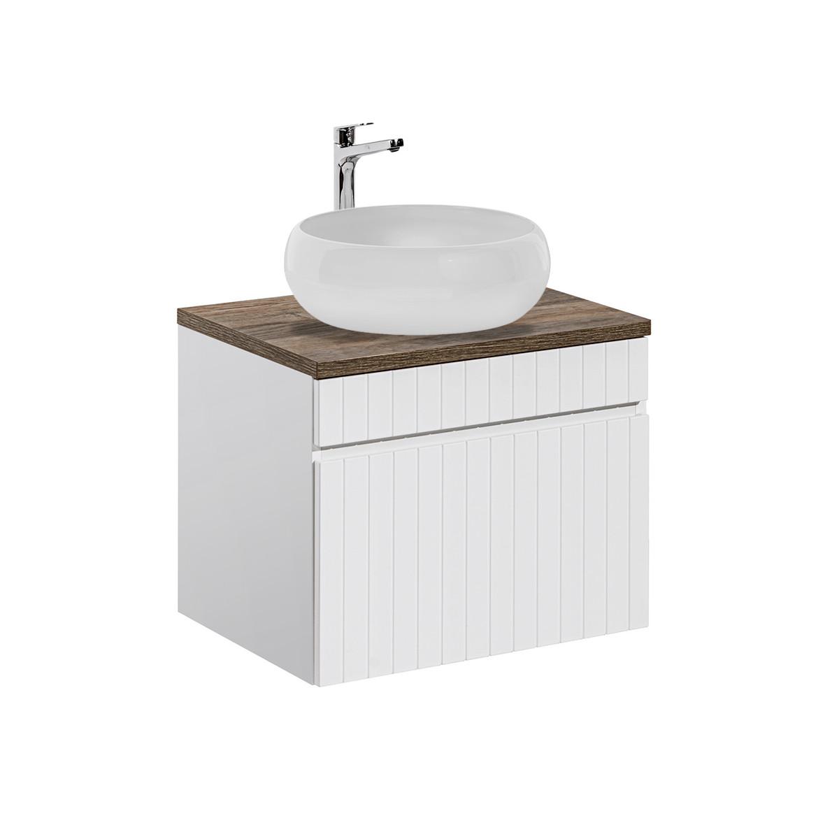 BADMÖBEL 60cm Zelie 2er-Set Weiß - Weiß, Holzwerkstoff (60/48/46cm) - Petits-meubles