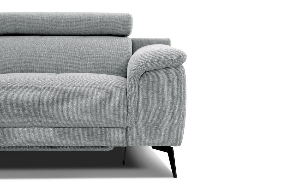 RELAXSOFA FIERO 3-Sitzer mit 1 Relaxfunktion, silberfarben - Silberfarben/Schwarz, Holzwerkstoff/Textil (212/82/103cm) - Wozimo