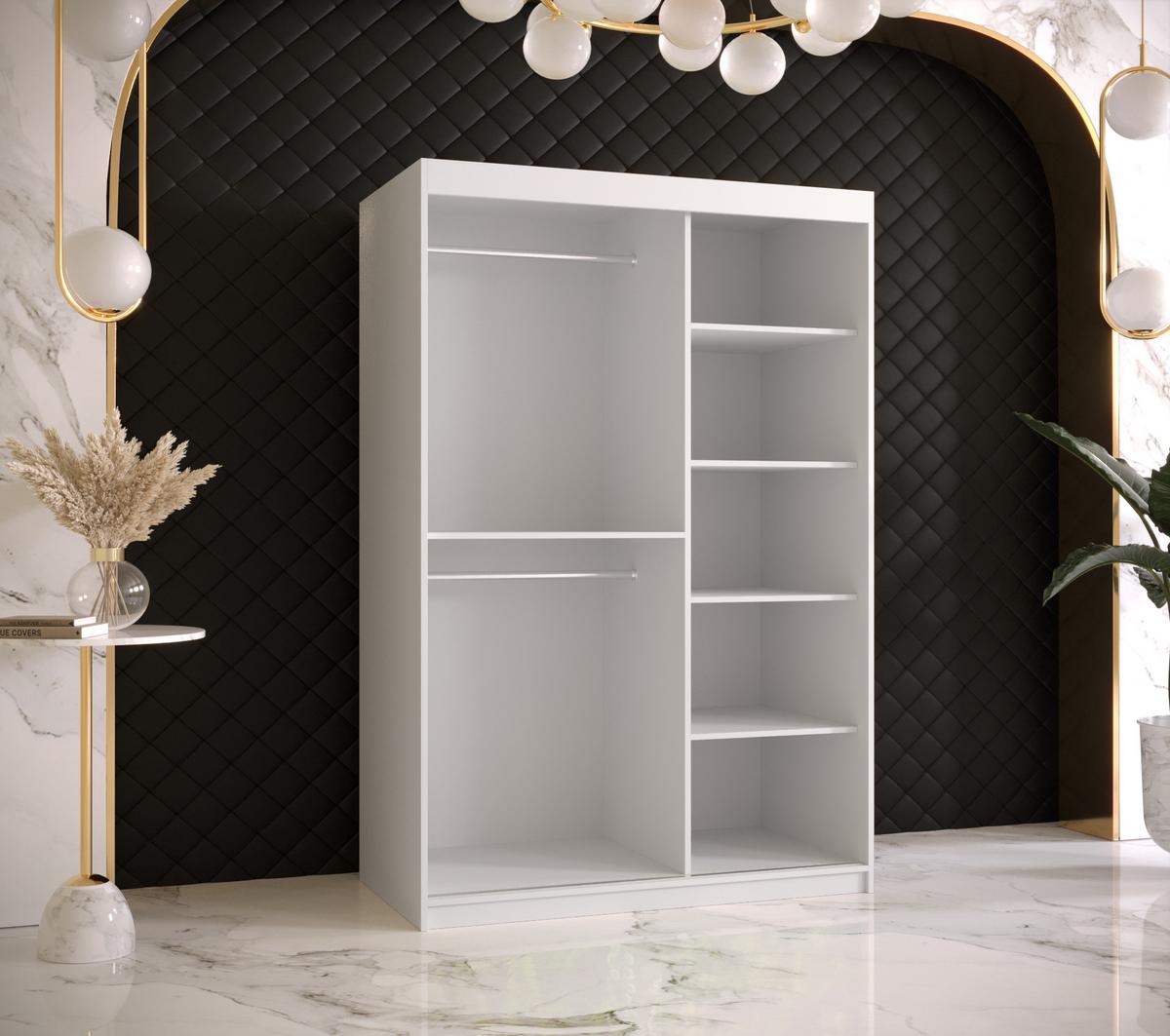 SCHWEBETÜRENSCHRANK 200/120/62 2-türig - Goldfarben/Weiß, Holz/Kunststoff (120/200/62cm) - MÖBEL KRYSPOL