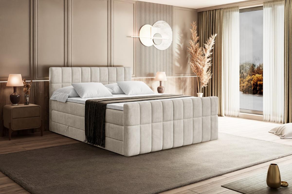 BOXSPRINGBETT MIAMI-Z KING - 180x200 - H3/H4 - Creme - Creme, Holzwerkstoff (180/200cm) - ALTDECOR