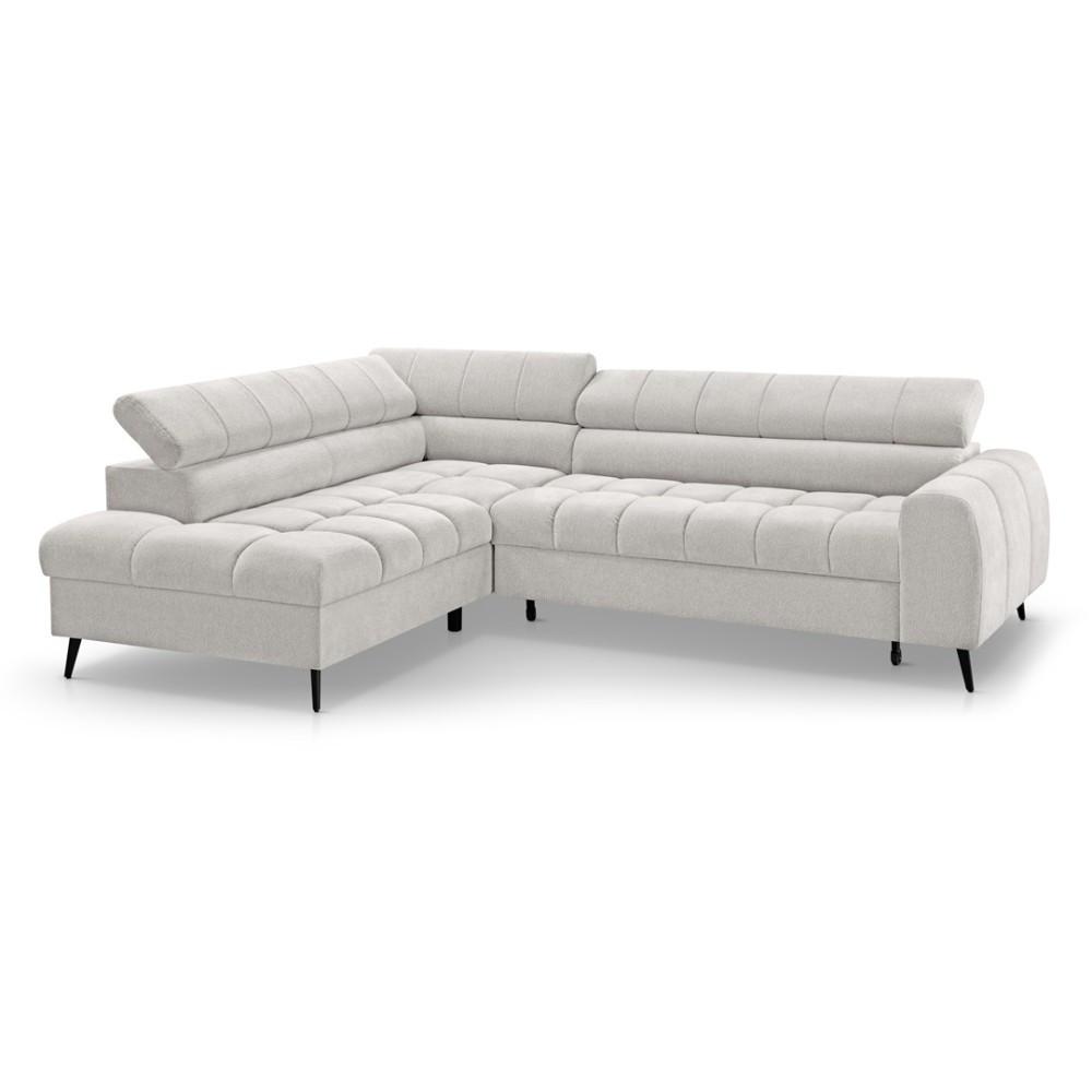 ECKSCHLAFSOFA Vinni Beige, Chenille-Stoff, links - Beige, Textil (265/205cm) - Beautysofa