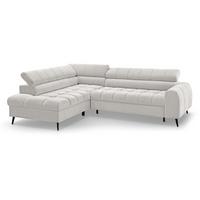 ECKSCHLAFSOFA Vinni Beige, Chenille-Stoff, links - Beige, Textil (265/205cm) - Beautysofa