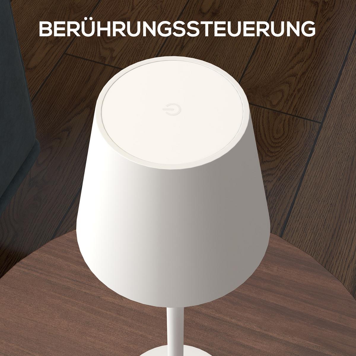 TISCHLAMPE Aufladbare USB Tischleuchte mit 3 Lichtfarben für Wohnzimmer Weiß - Weiß, Metall (11.2/11.2/36.5cm) - HOMCOM