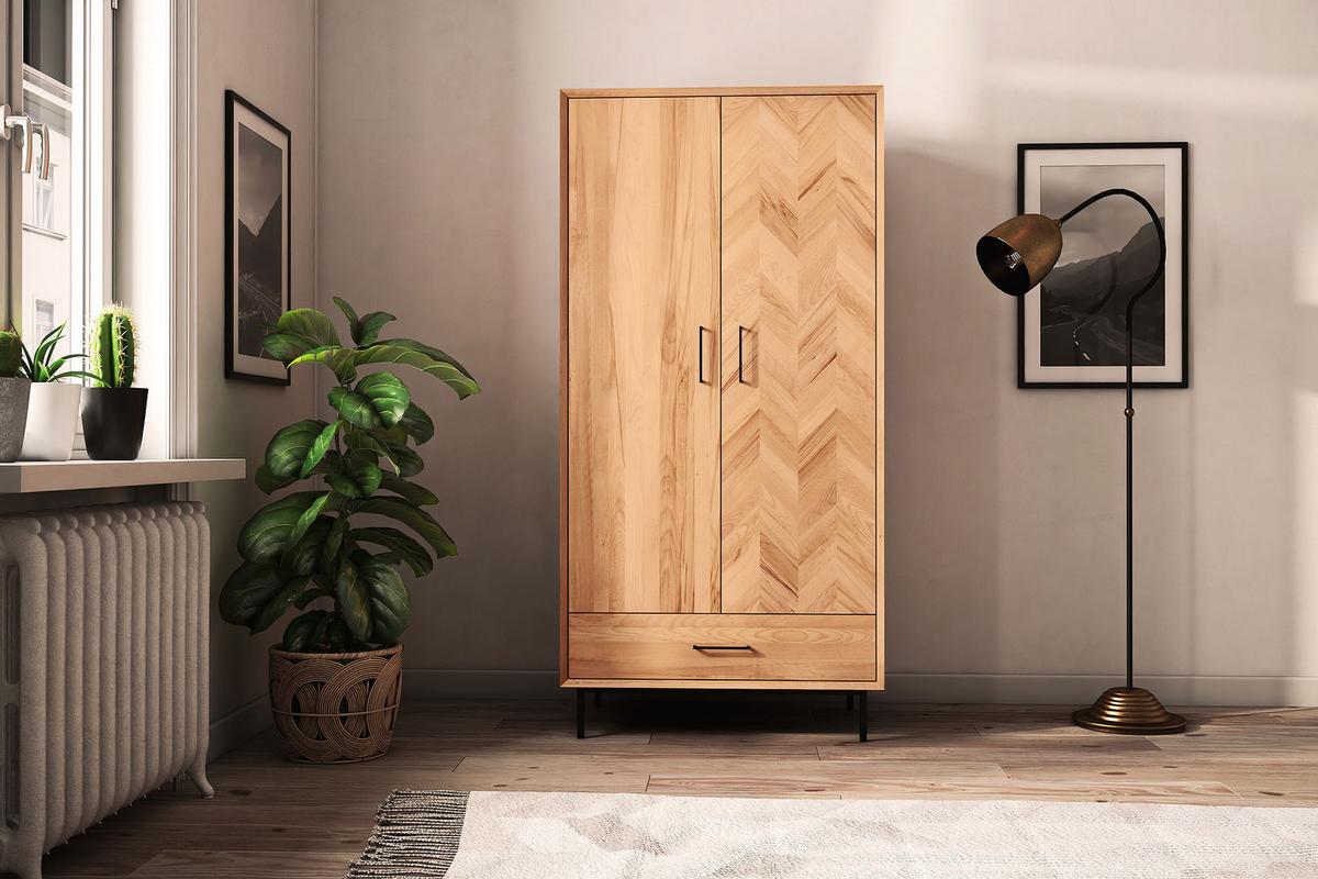 KLEIDERSCHRANK 2 TÜREN LEON Kernbuche - Kernbuche, Holz (97/196/45cm) - byoak
