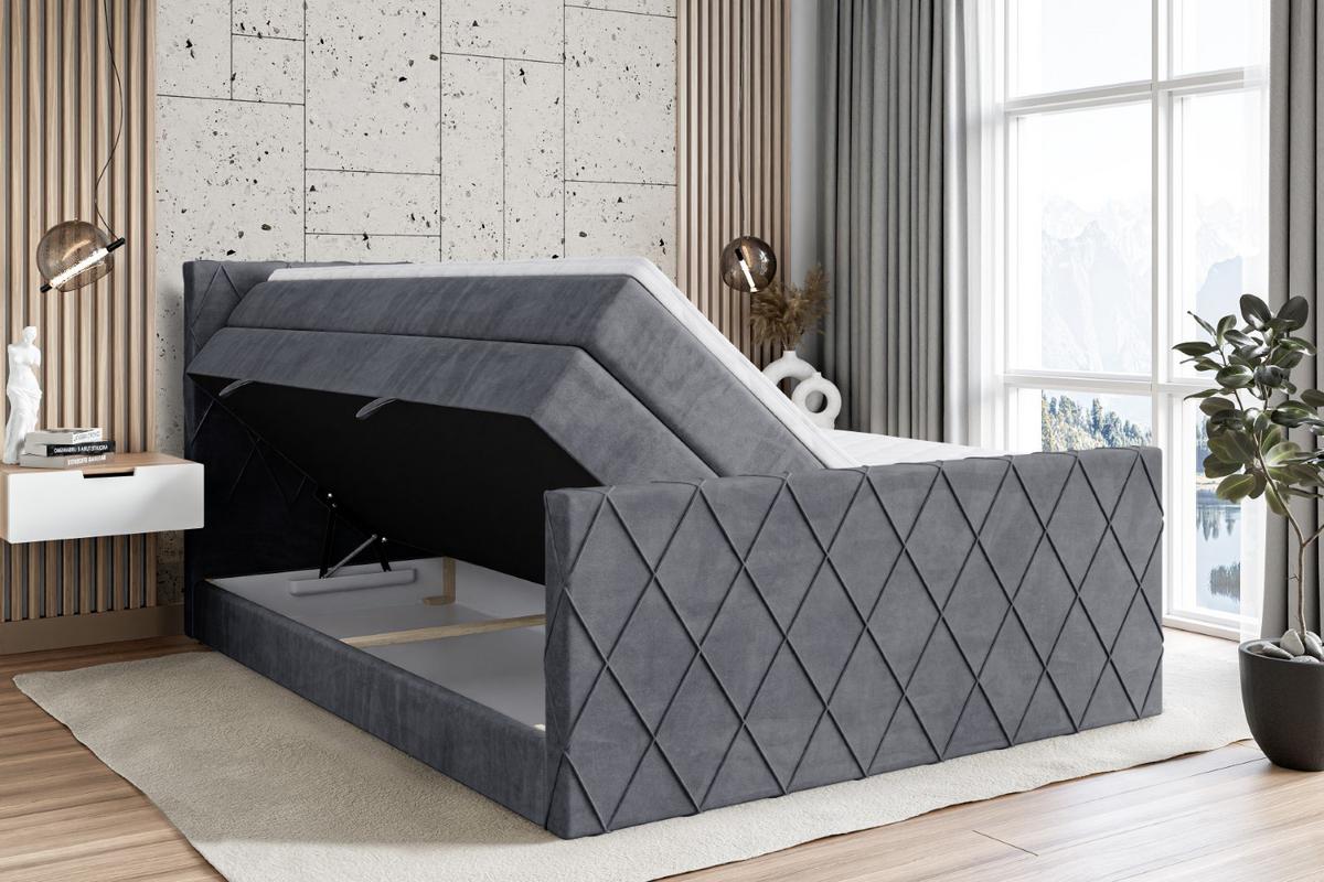 BOXSPRINGBETT LEPARO-Z KING - 160 x 200 - H3/H4 - Dunkelgrau - Dunkelgrau, Holzwerkstoff (160/200cm) - ALTDECOR