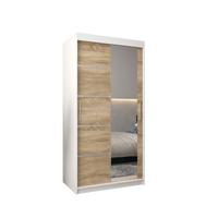 SCHWEBETÜRENSCHRANK 200/100/62 2-türig - Silberfarben/Weiß, Holz/Kunststoff (100/200/62cm) - MÖBEL KRYSPOL
