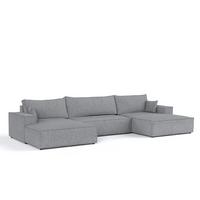 WOHNLANDSCHAFT NUBO mit Schlaffunktion Creme im Neve Stoff - Schwarz/Grau, Holz/Holzwerkstoff (398/70/148cm) - AltaBeds