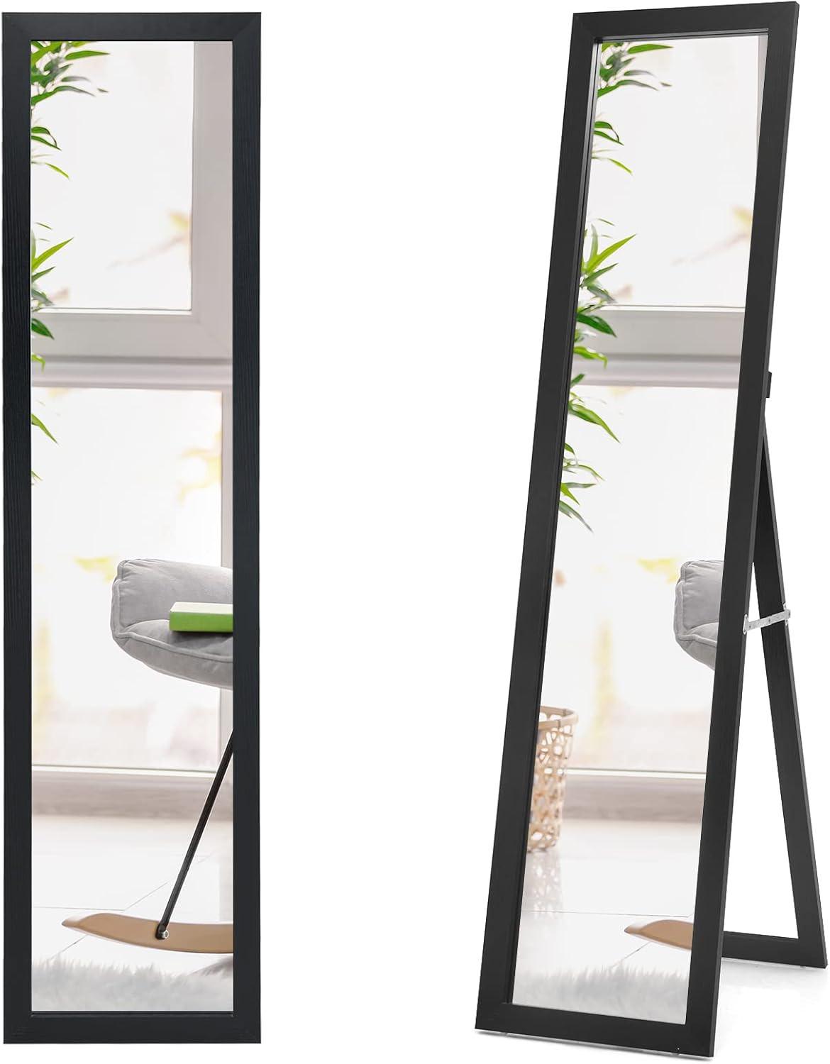 STANDSPIEGEL mit Holzrahmen Schwarz - Schwarz, Glas (50/155/37cm) - COSTWAY