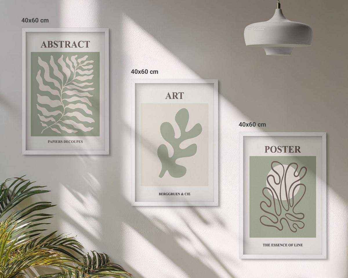 BILDER SET 3er Set - 40x60 cm Weißer Rahmen - Poster mit Pflanzenmustern von Matisse - Weiß, Kunststoff (40/60cm) - TULUP