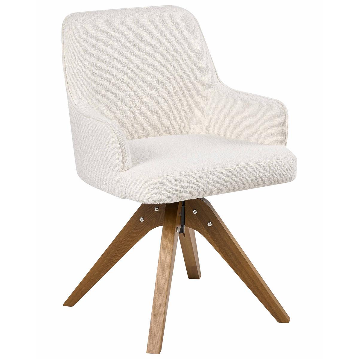 ESSZIMMERSTUHL 2er Set drehbar Bouclé Cremeweiß Sylvania - Creme, Holz/Textil (64/83/64cm) - Beliani