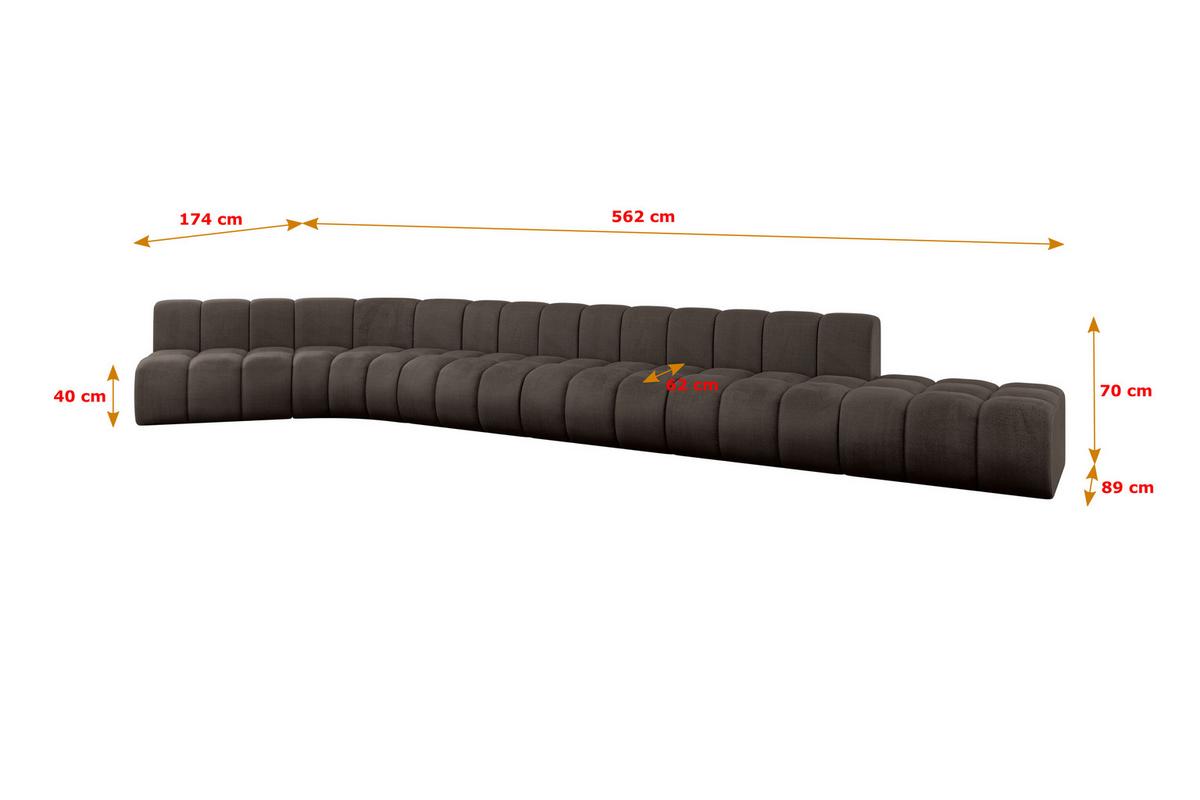 ECKSOFA modulares Sofa Brilo-L3 - 562x174x70 cm Braun - Braun, Holzwerkstoff/Textil (562/174cm) - ALTDECOR
