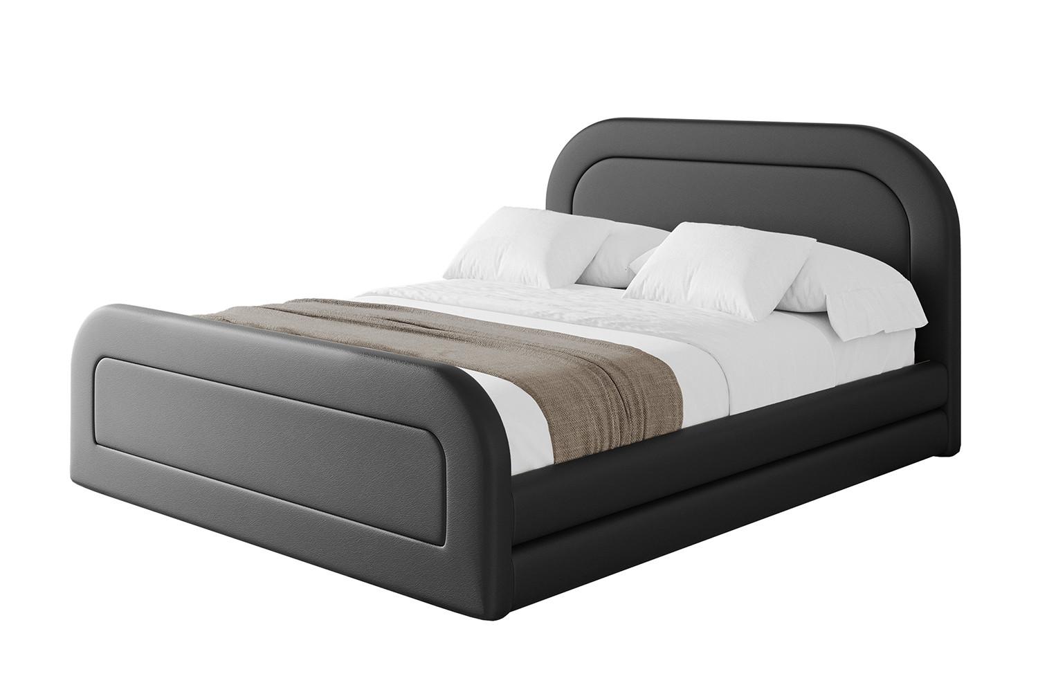 POLSTERBETT mit Bettkasten, Fußteil und Lattenrost, Boxbett ohne Matratze - LERIS-Z 180x200 Schwarz Kunstleder - Schwarz Hochglanz, Holzwerkstoff/Textil (180/200cm) - ALTDECOR