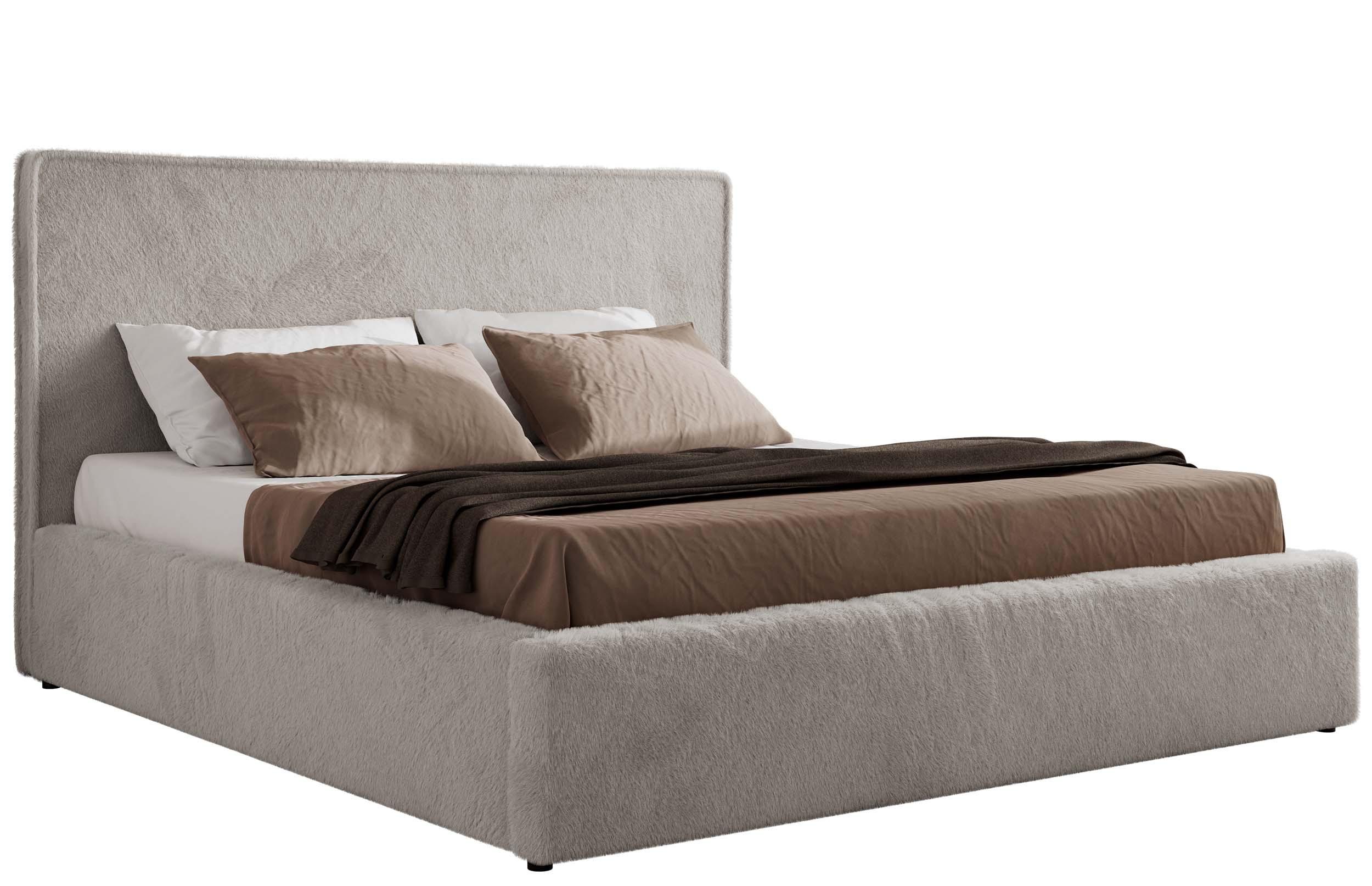 POLSTERBETT CORIVO CLASSIC 160/200 - Hellgrau Plüsch - Schaum-Matratze - Hellgrau, Textil (160/200cm) - MKS