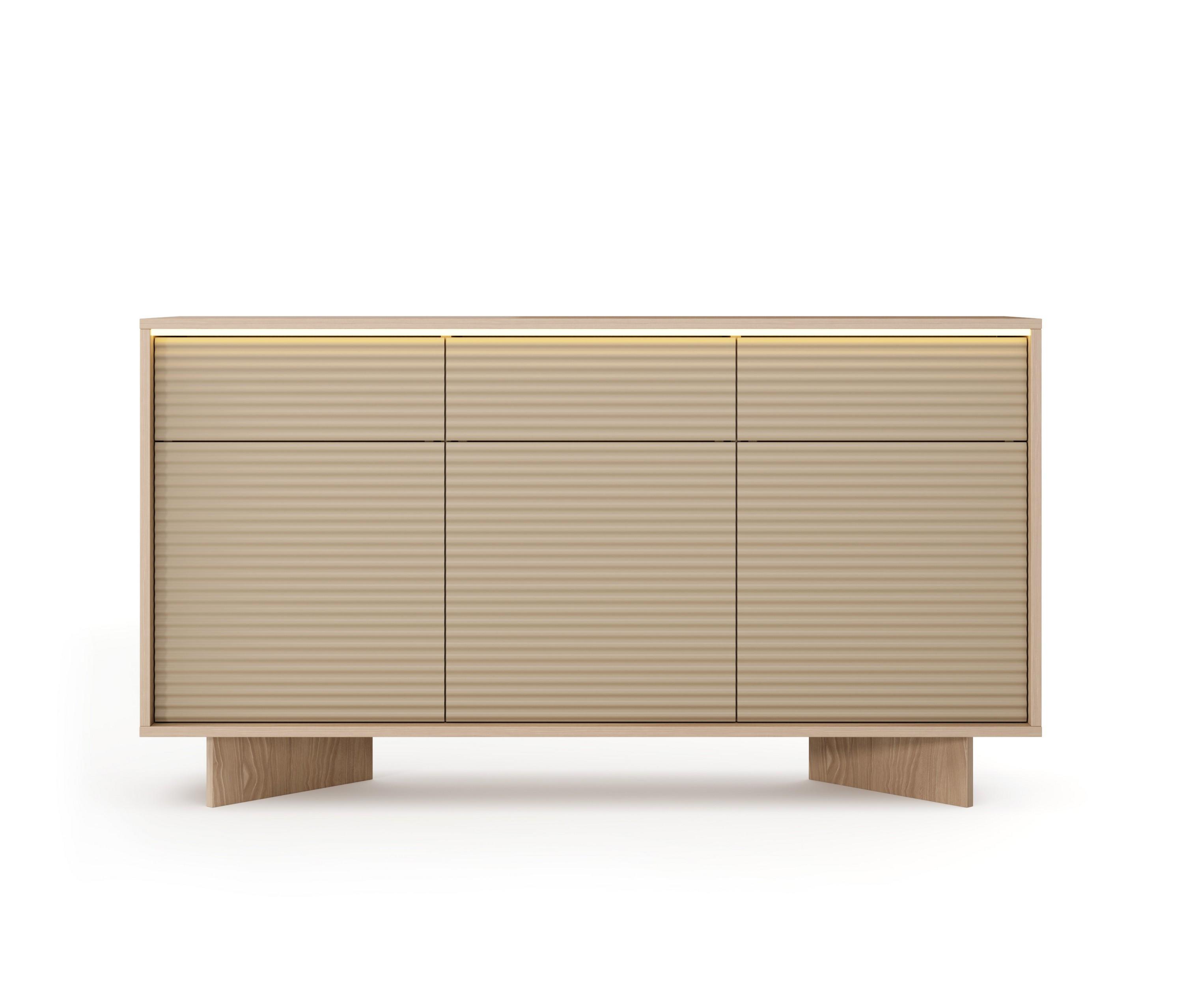 KOMMODE RIGATO 153,9/84,4/40cm mit 3 Schubladen 3 Türen Beige - Beige, Holzwerkstoff (153.9/84.4/40cm) - MASSENO
