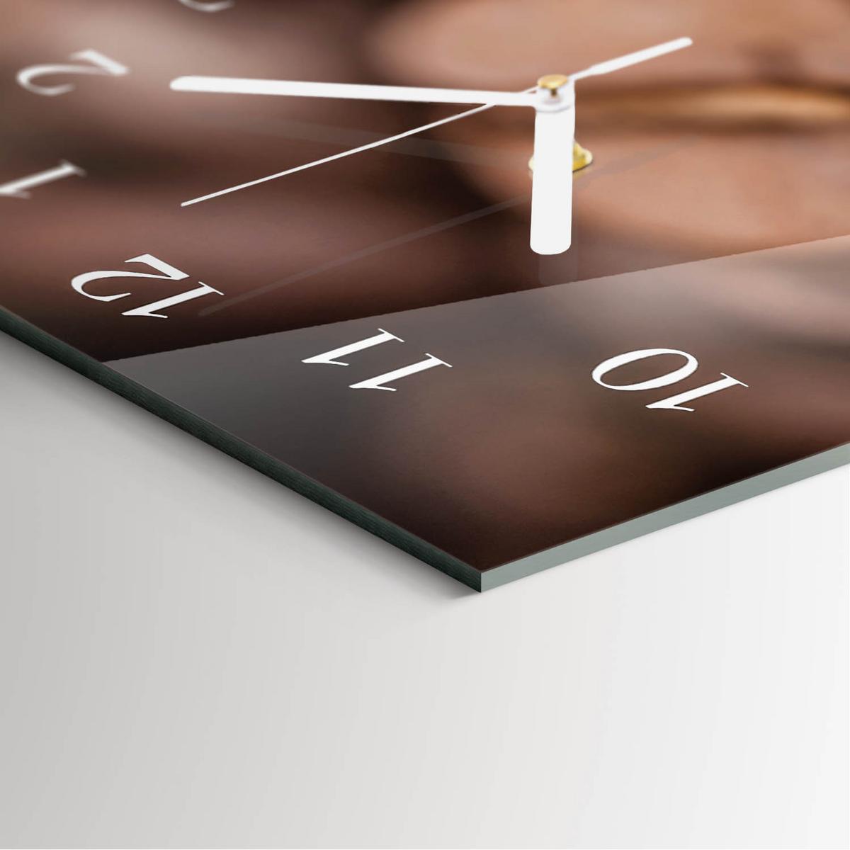 WANDUHR aus Glas 30x60 cm - Kaffeebohnen - Braun, Glas (30/60/0.4cm) - TULUP