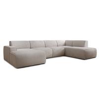 WOHNLANDSCHAFT Didim Creme 378/220/78 cm – großes Sofa stilvoll & bequem L - Creme/Schwarz, Kunststoff/Textil (220/78/378cm) - AX Living
