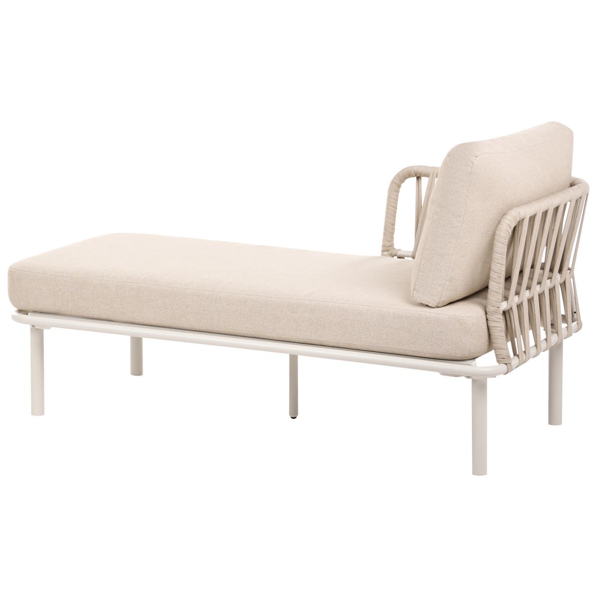 GARTEN Ecksofa mit Tisch 3-Sitzer Metall Beige rechtsseitig Orte - Beige, Metall - Beliani