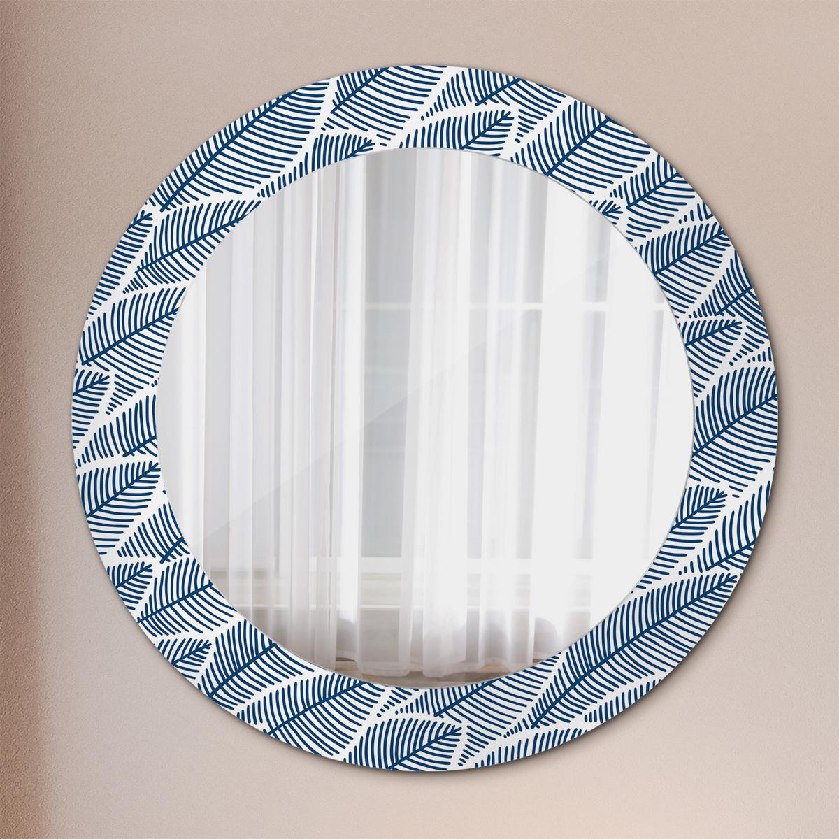 SPIEGEL Rund Ø 60 cm mit Aufdruck - Blau, Glas (60/60/0.4cm) - Wallfluent