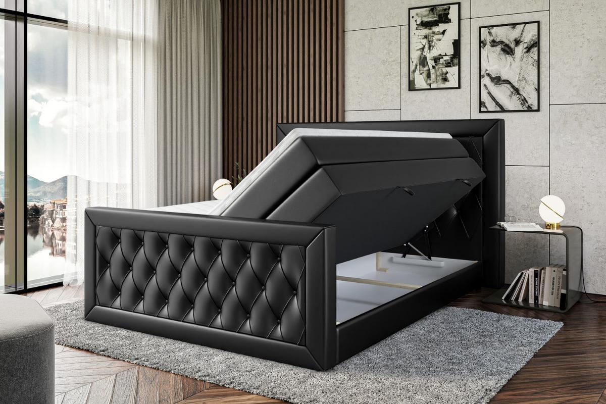 BOXSPRINGBETT NOEL-Z KING - 140 x 200 - H3/H4 - Schwarz Hochglanz - Schwarz Hochglanz, Holzwerkstoff (140/200cm) - ALTDECOR