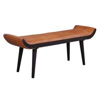 SITZBANK – Echtleder/Holz, 125x51x38 cm, Modern - Schwarz/Braun, Leder/Holz (125/51/38cm) - KADIMA DESIGN