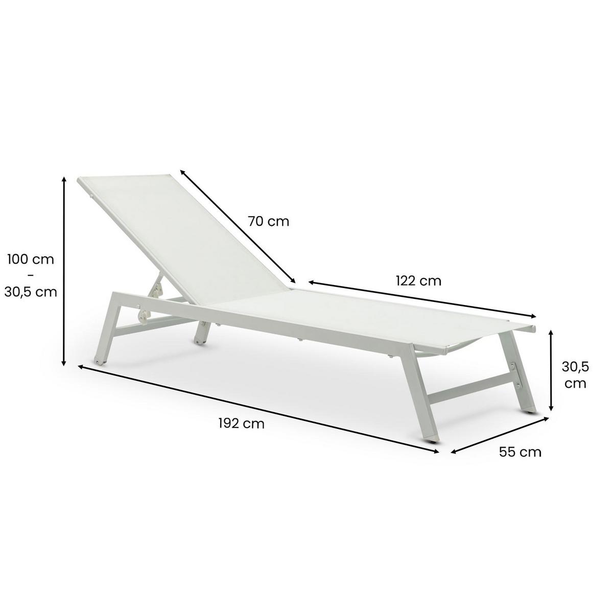 GARTENLIEGE ESPIRITU - Creme, Textil/Metall (192/31/55cm) - IDIMEX