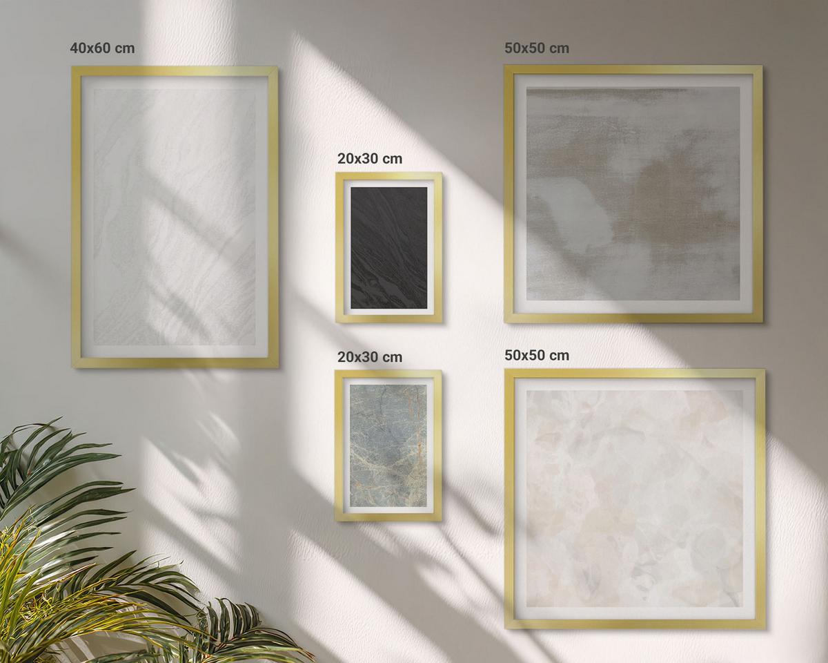BILDER SET 5er Set - 50x50 cm & 20x30 cm & 40x60 cm Goldrahmen - Steintexturen - Goldfarben, Kunststoff (40/60cm) - TULUP