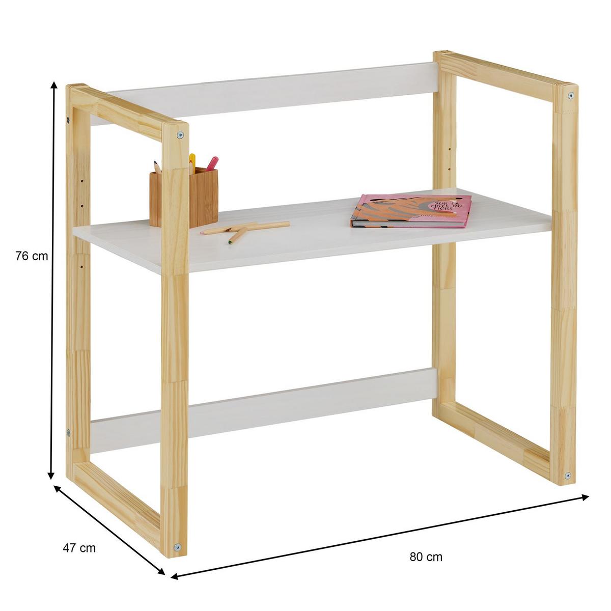 KINDERSCHREIBTISCH SUZA - Naturfarben/Weiß, Holz (80/76/48cm) - IDIMEX