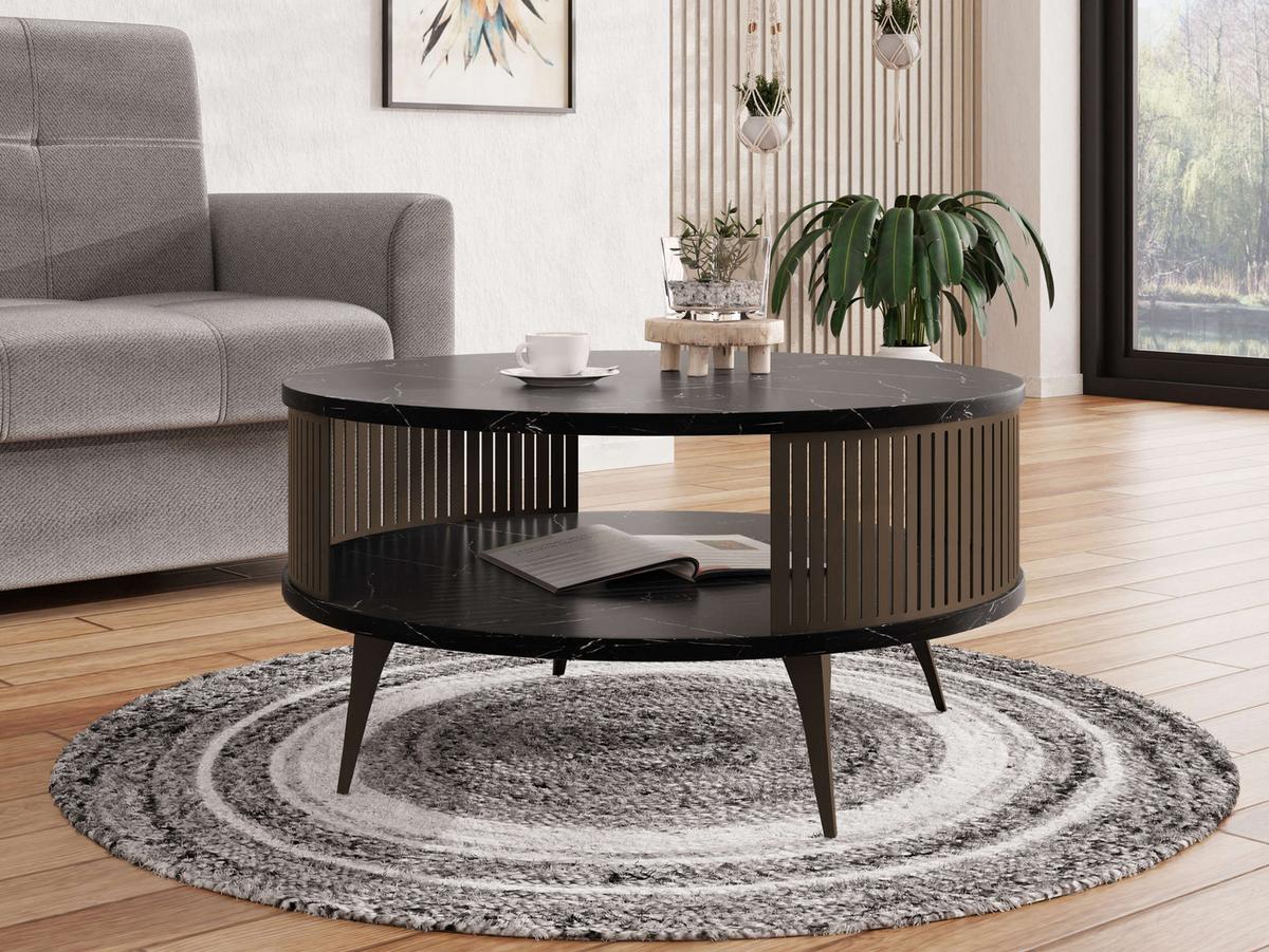 COUCHTISCH Roenni Braun - Schwarz/Braun, Holzwerkstoff/Metall (75/75/30cm) - MIRJAN24