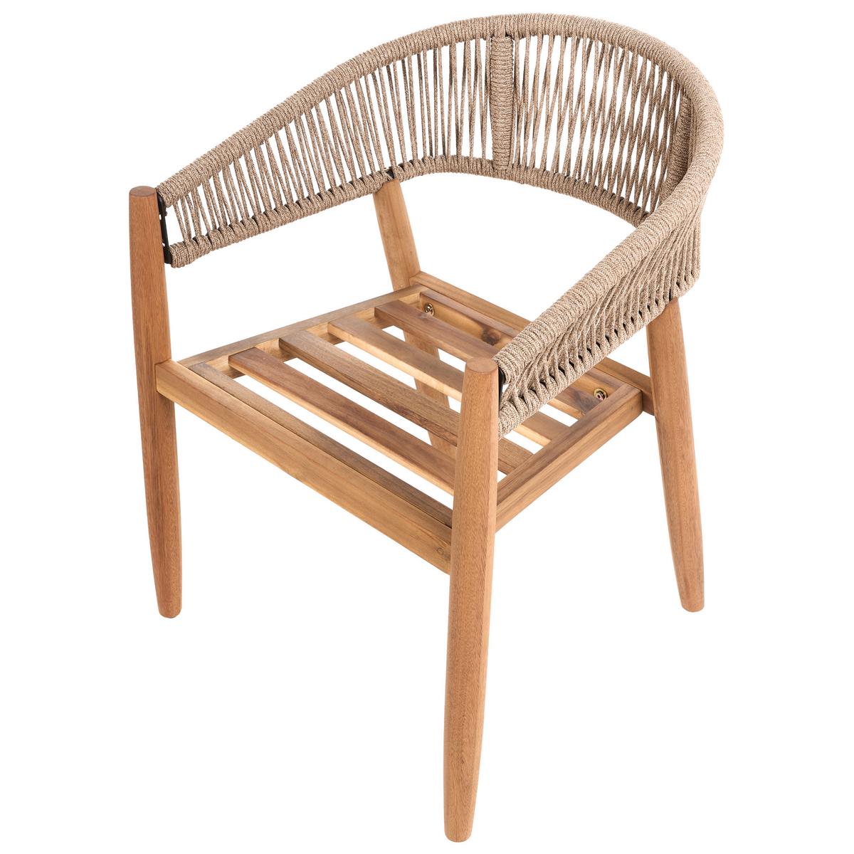 GARTENSTUHL 2er Set Akazienholz Hellgrau Marzamemi - Hellgrau/Braun, Holz (59/87/53cm) - Beliani