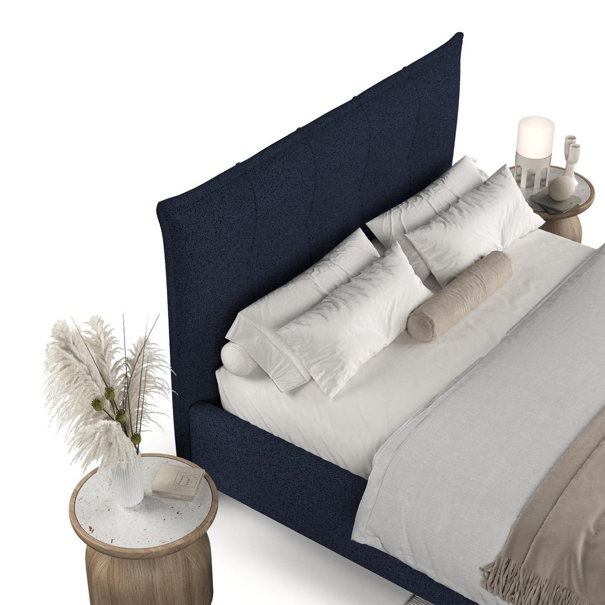 POLSTERBETT Plaza 180/200 cm Marineblau im Riva Stoff - Naturfarben/Dunkelblau, Holz/Holzwerkstoff (180/200cm) - AltaBeds