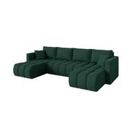 WOHNLANDSCHAFT mit Schlaffunktion und Bettkasten GARD-U 300x146x85 Grün Velours - Schwarz/Grün, Holzwerkstoff/Kunststoff (300/85/146cm) - ALTDECOR