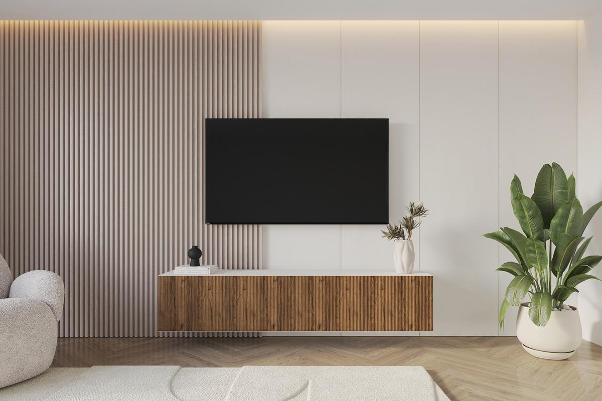 LOWBOARD NOA-2-W 2x100x40x40 cm - Weiß / Katania - Eiche Wotan, Holzwerkstoff (200/40/40cm) - ALTDECOR