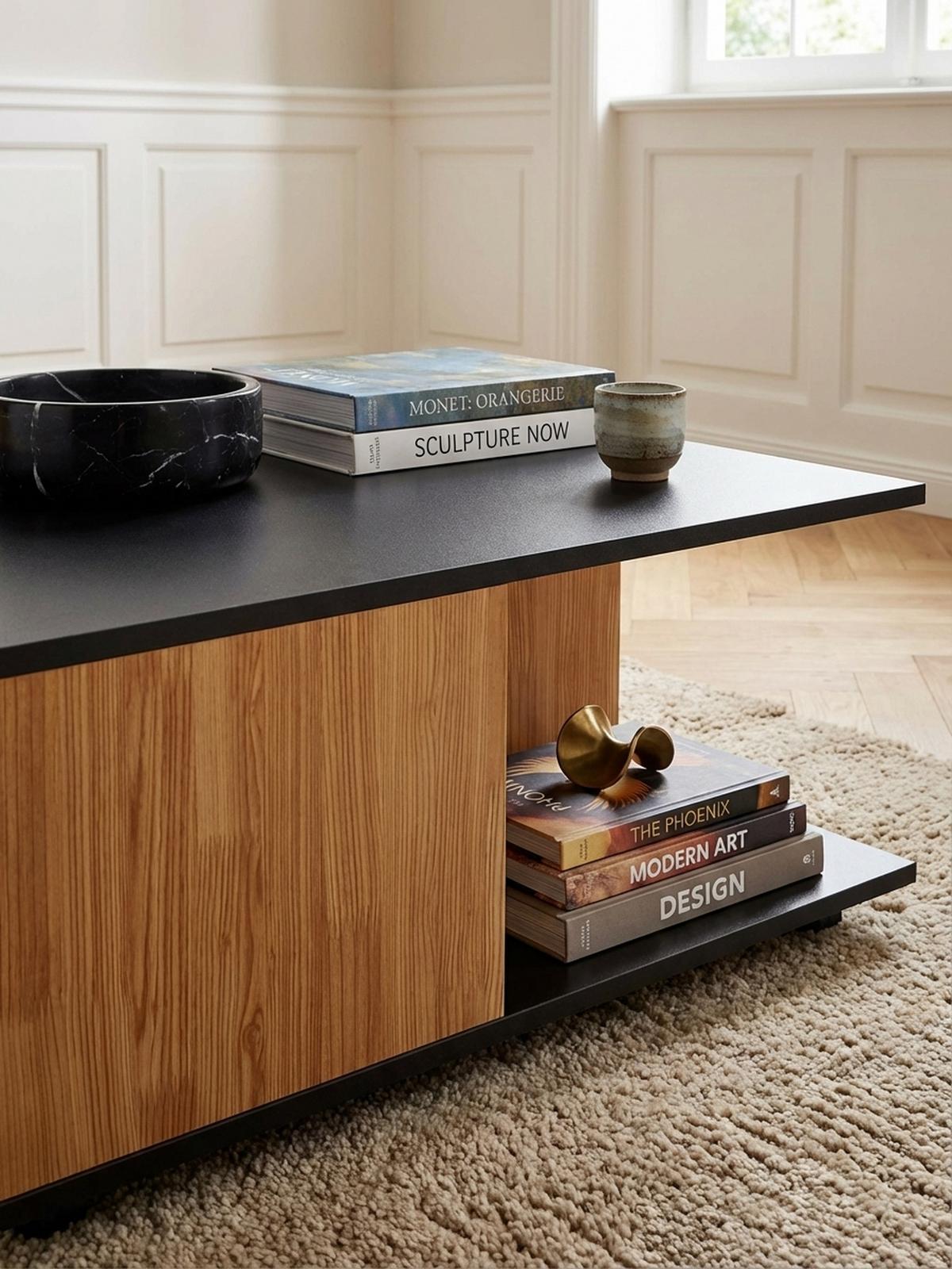 COUCHTISCH mit Rollen, Melaminharzbeschichtung und 2 Schubladen, Anthrazit 70x70x36 cm - Anthrazit/Schwarz, Holz (70/70/36cm) - KADIMA DESIGN