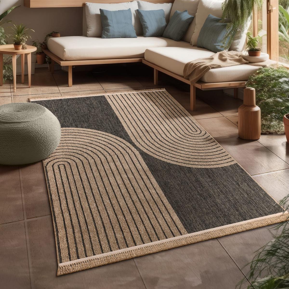 OUTDOORTEPPICH, in Naturoptik, aus Polypropylen, Anthrazit, 80 x 150 cm - Anthrazit, Textil (150/80cm) - KADIMA DESIGN