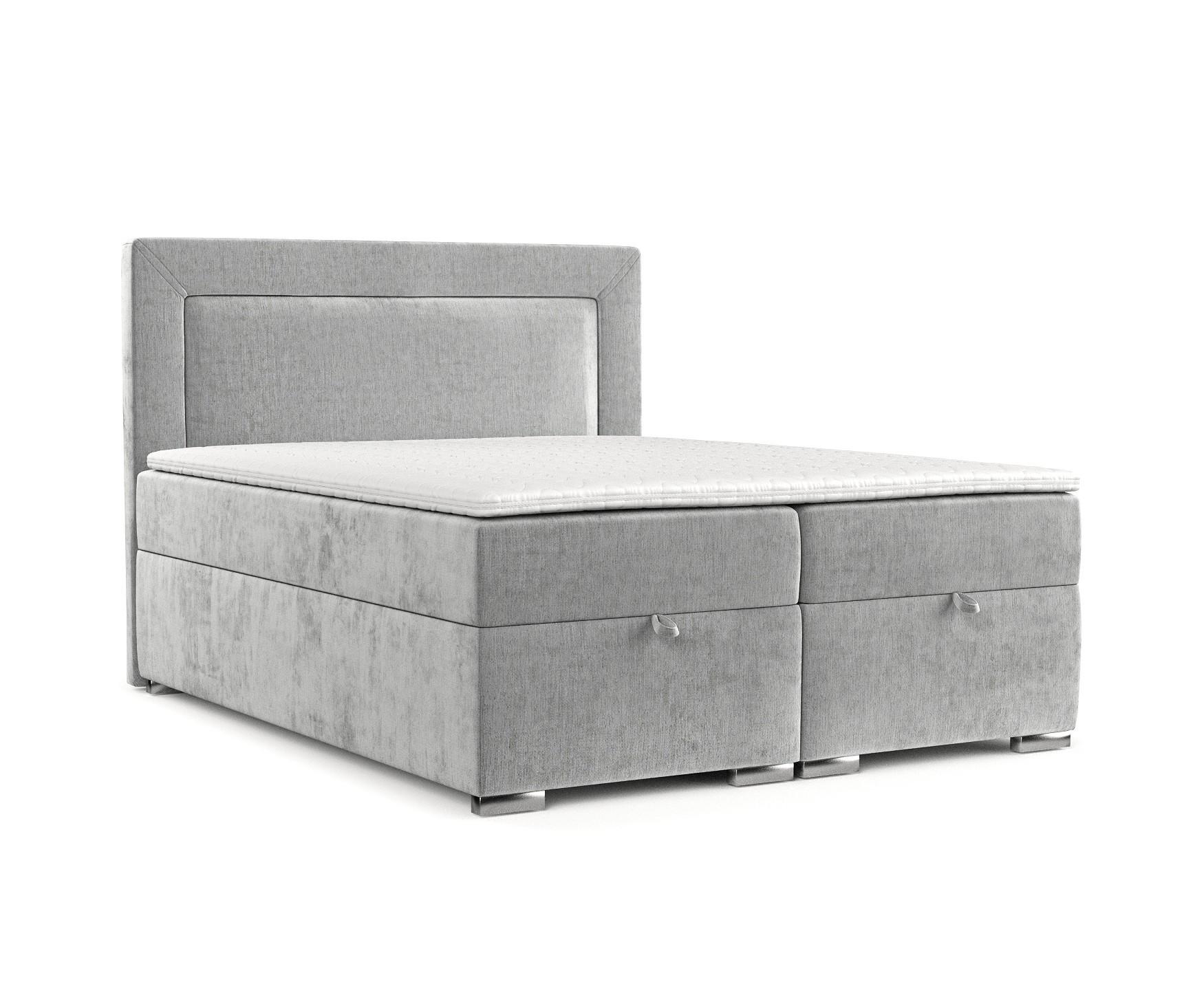 BOXBETT Lontano 140/200 cm Hellgrau im Lotta Stoff - Chromfarben/Hellgrau, Holz/Holzwerkstoff (140/200cm) - AltaBeds