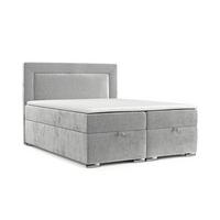 BOXBETT Lontano 140/200 cm Hellgrau im Lotta Stoff - Chromfarben/Hellgrau, Holz/Holzwerkstoff (140/200cm) - AltaBeds