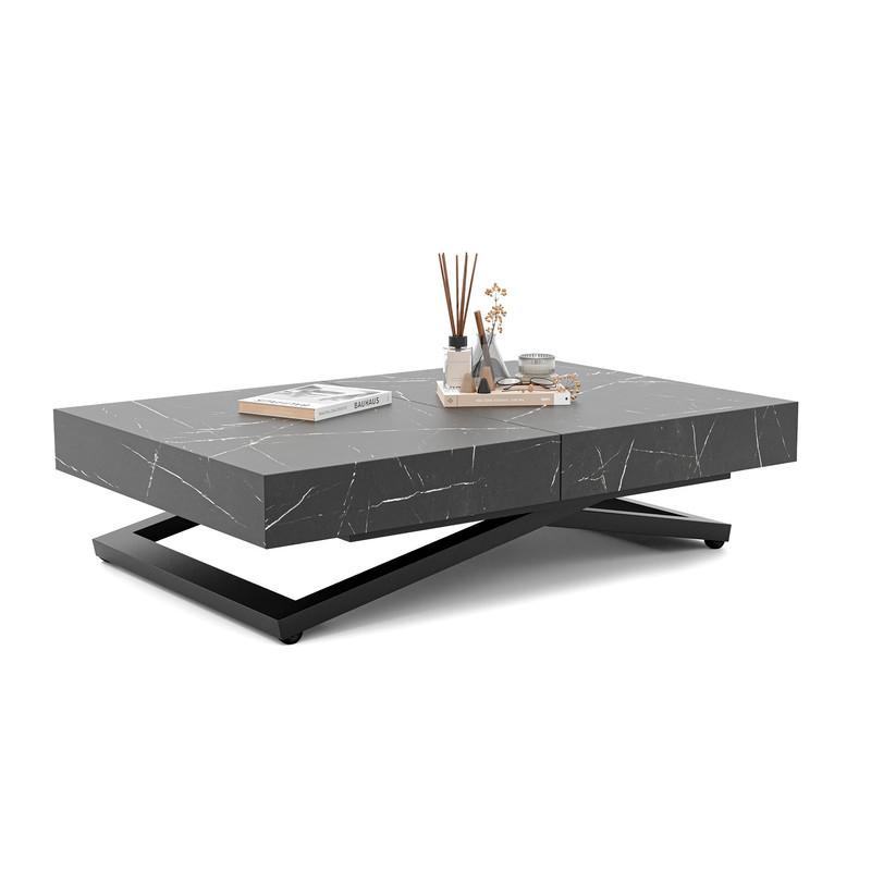 COUCHTISCH SANELLE ausziehbar mit Liftfunktion, 120/80/76 cm Schwarz - Schwarz, Holzwerkstoff/Metall (80/120/27cm) - Idohome