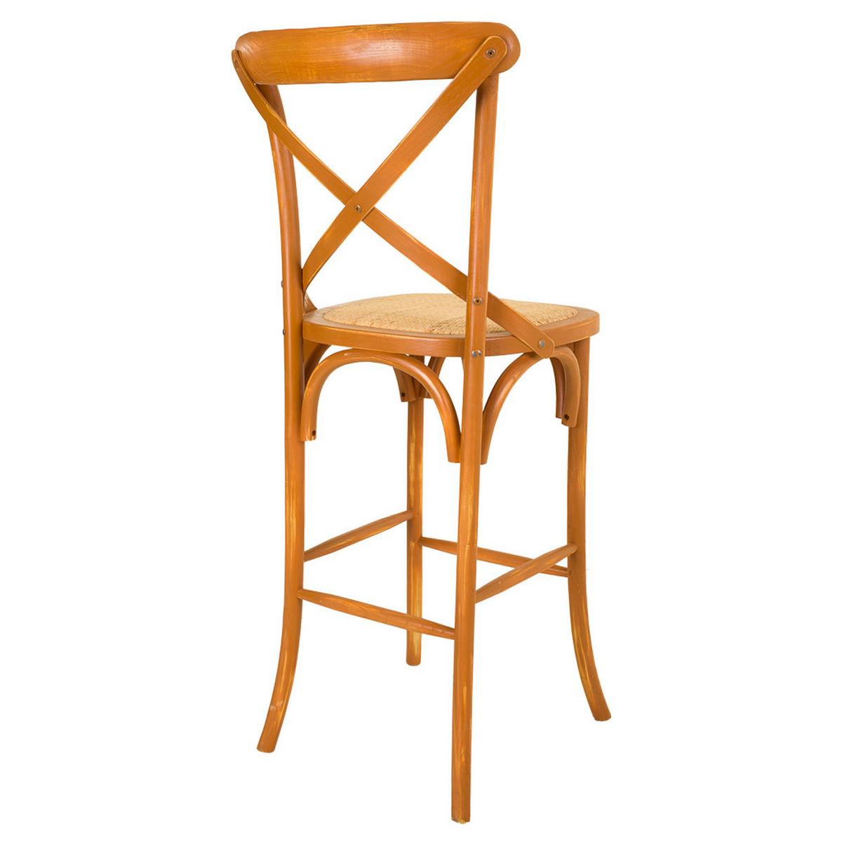BARHOCKER aus Holz und Rattan, braun, 45x53x75cm - Braun, Holz (45/116/53cm) - Wanderlust