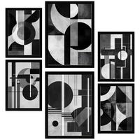 POSTER Set Mit 6 Bauhaus Architektur A3 & A4 Schwarzer Rahmen - Schwarz, Papier (29/3/42cm) - Nacnic