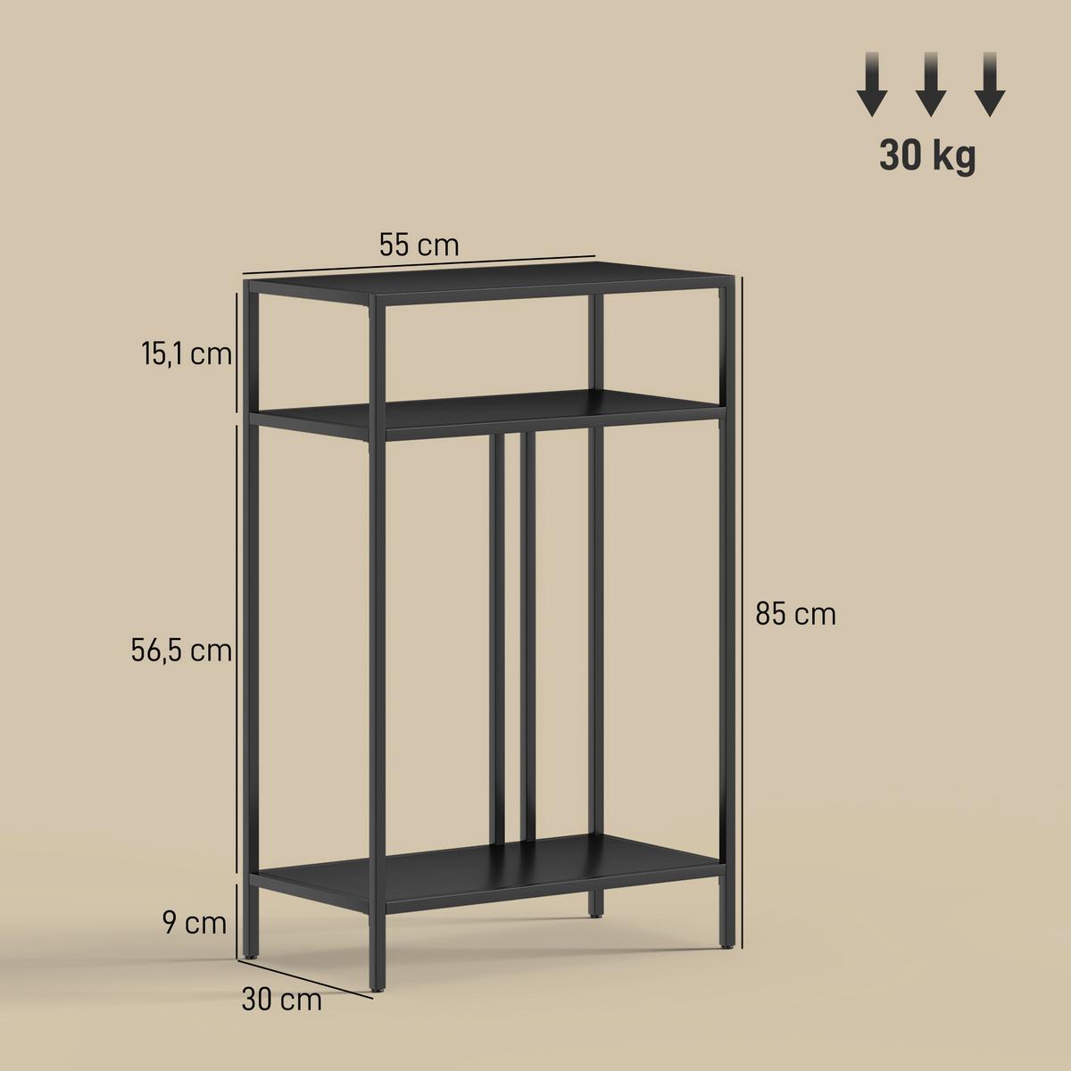 KONSOLENTISCH Metall Schwarz - Schwarz, Metall (55/30/85cm) - HOMCOM