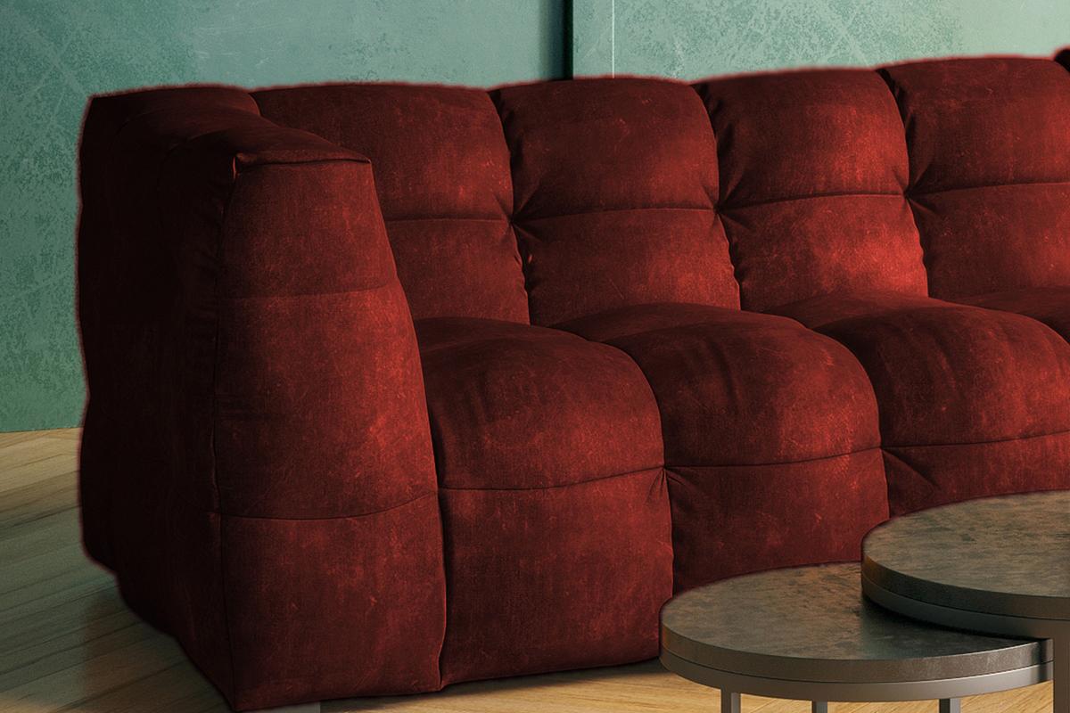 ECKSOFA RIO Bordeaux Velvet - Bordeaux/Schwarz, Textil (319/170cm) - KAWOLA