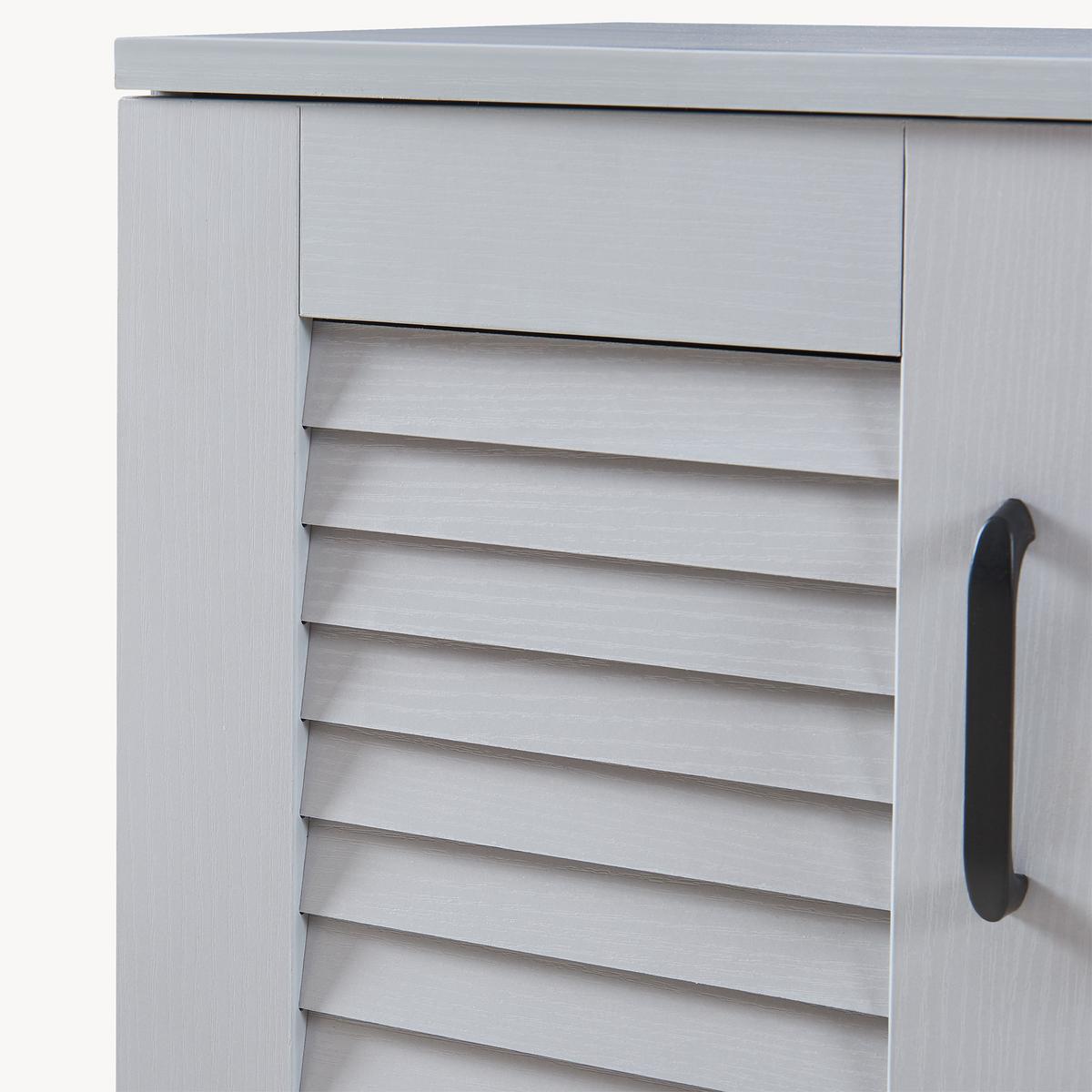 SCHUHSCHRANK Løten mit Sitzbank - Grau, Holzwerkstoff/Kunststoff (120/97/36cm) - [en.casa]