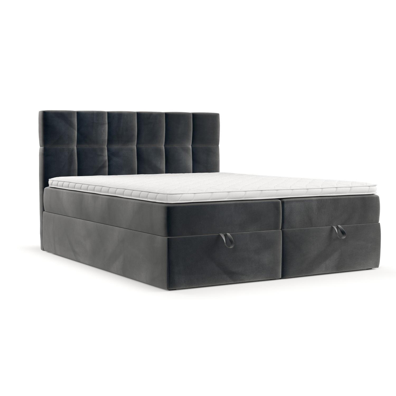 BOXBETT Savio 140/200 cm Anthrazit im Paros Stoff - Anthrazit/Schwarz, Holz/Holzwerkstoff (140/200cm) - AltaBeds
