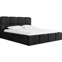 POLSTERBETT Tivio mit Bettkasten, Schwarz Samt 200x200 cm - Schwarz Hochglanz/Birkefarben, Holzwerkstoff/Kunststoff (200/200cm) - WFL GROUP