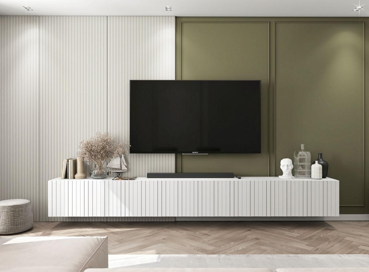 TV-SCHRANK Elpis Weiß Matt Glamour 150 cm - Weiß, Holzwerkstoff (150/37.5/36.5cm) - Meble Lindner