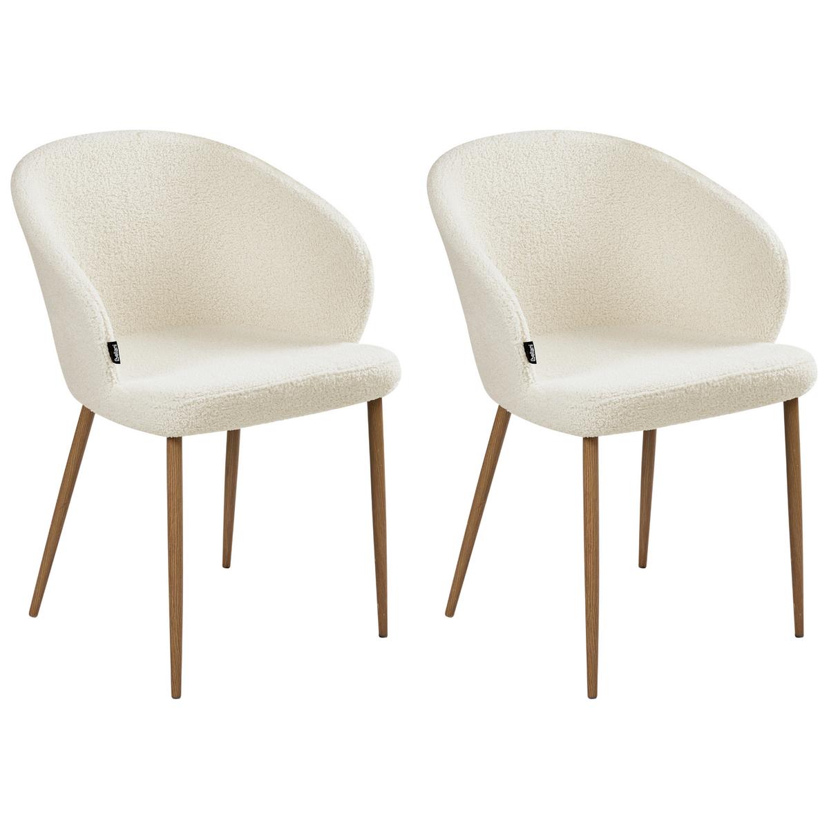 ESSZIMMERSTUHL 2er-Set Cremeweiß Mason - Weiß/Braun, Textil (57/82/45cm) - Beliani