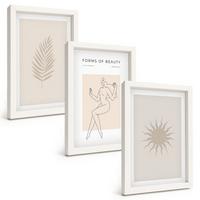 BILDER SET 3er Set - 20x30 cm Weißer Rahmen - Eine Sammlung minimalistischer Formen - Weiß, Kunststoff (20/30cm) - TULUP