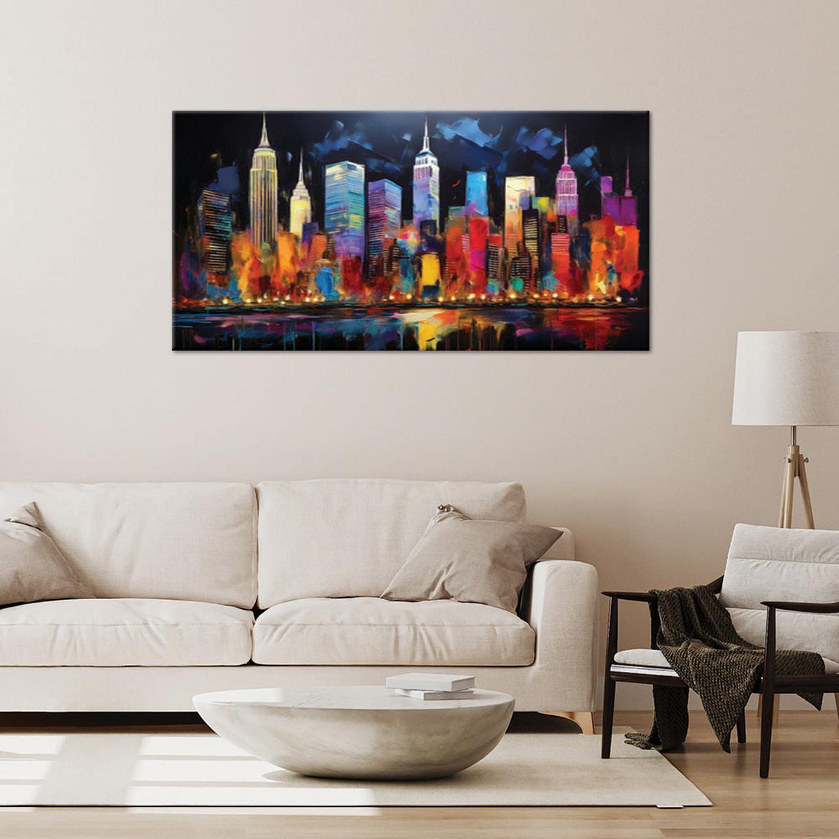 LEINWANDBILD New York City Bunte Architektur 100x50cm - Multicolor, Textil (100/50cm) - Feeby