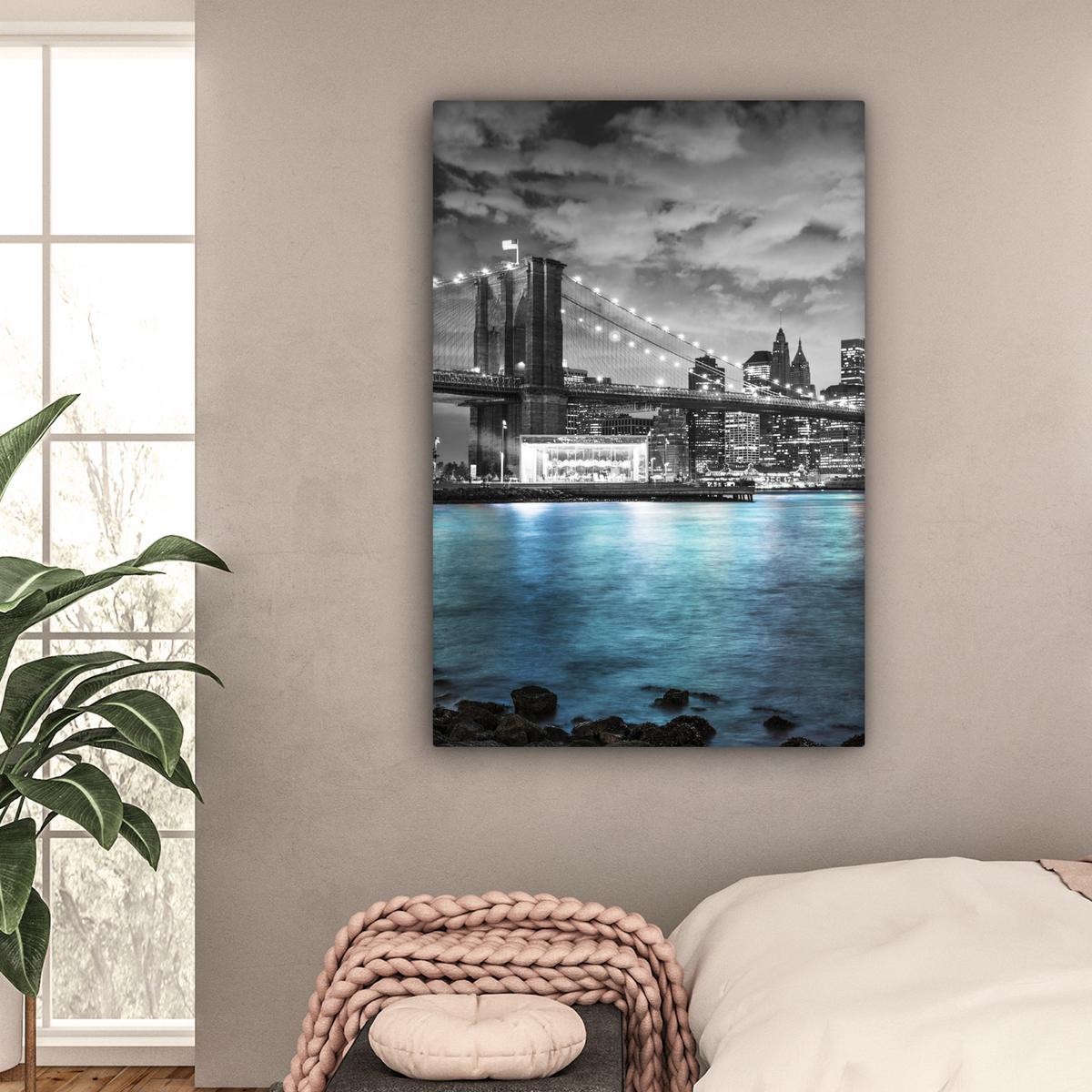 LEINWANDBILD New York - Skyline - Stadt - Blau Deko XXL 80x120 cm - Blaugrau, Textil (80/120cm) - MuchoWow