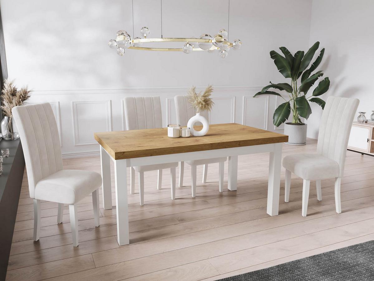 ESSTISCH Avena rechteckig ausziehbar, Lancelot Eiche 200/100/78 - Eichefarben/Weiß, Holz/Holzwerkstoff (100/300/78cm) - WFL GROUP